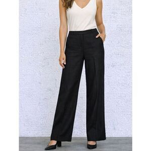 Kate Hill Black Wide Leg Dress Pants Trouser Career Minimalist Size 8P Vintage